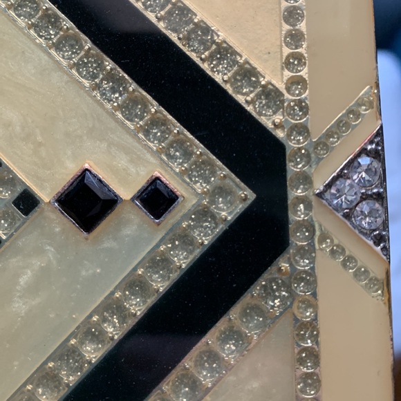 Art Deco Rhinestone Guilloche Enamel Jewelry Box/Cigarette Case - Picture 7 of 9